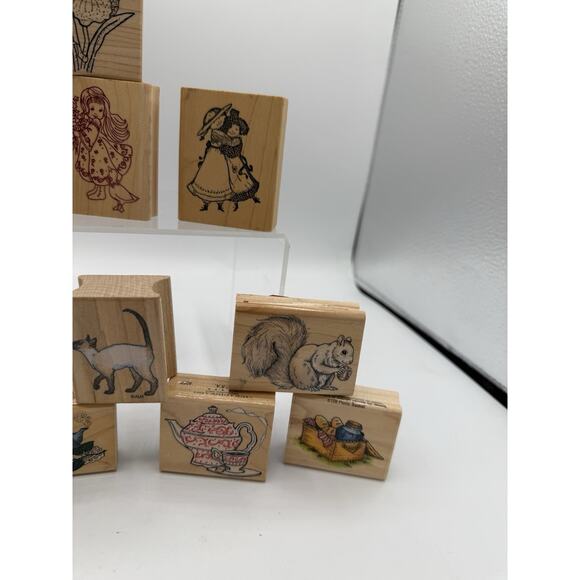 12 Wood Rubber Stamps A Variety Of Images - Picture 4 of 9